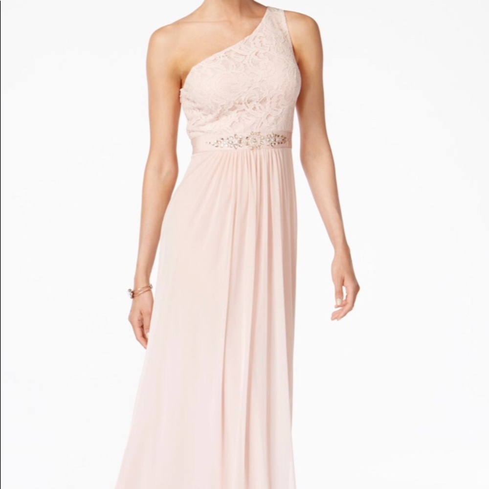 NWT Adrianna Papell 1 Shoulder Lace Stretch Tulle Gown Sz 18